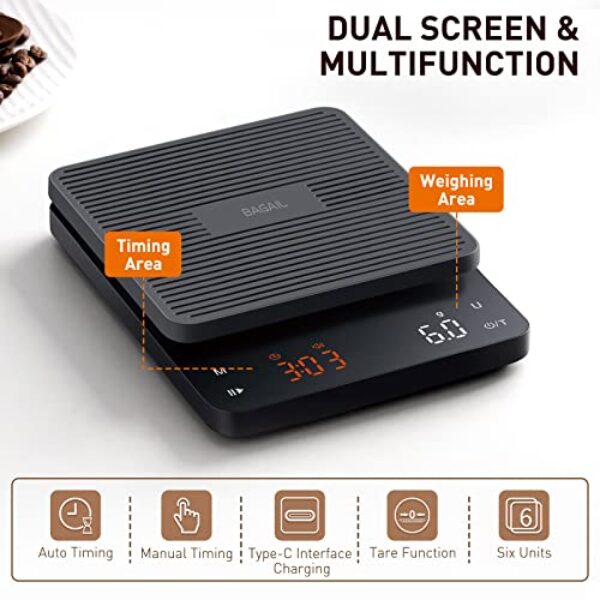 BAGAIL Digital Coffee Scale with Timer